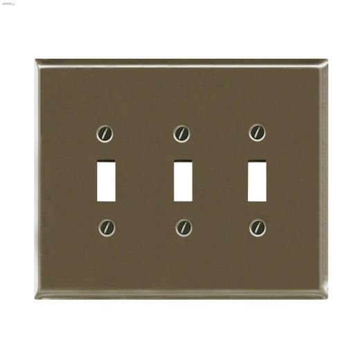 Satin Nickel Metal Triple Toggle Wallplate
