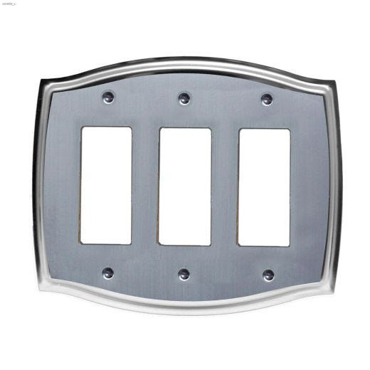 Chrome Etched Steel Triple Rocker Wallplate
