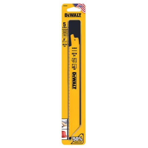 8" 10/14 TPI Bi-Metal Reciprocating Saw Blade-5/Pack