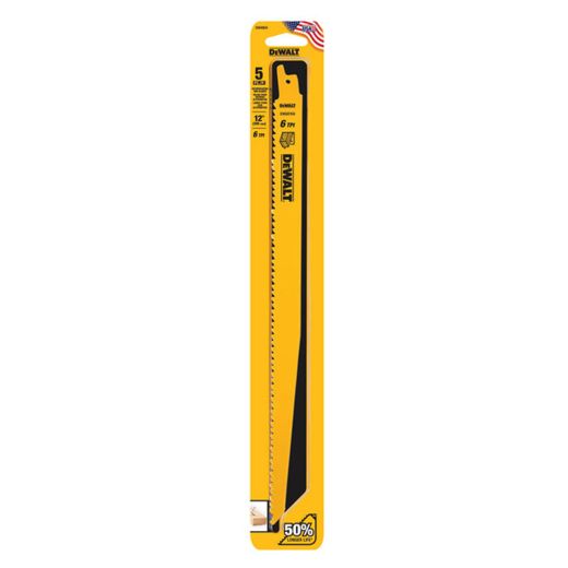 12" 6 TPI Bi-Metal Reciprocating Saw Blade-5/Pack