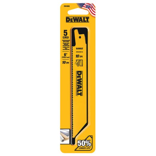 6" 10 TPI Bi-Metal Reciprocating Saw Blade-5/Pack