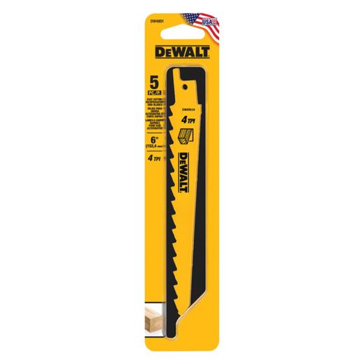 6" 3 TPI Bi-Metal Reciprocating Saw Blade-5/Pack