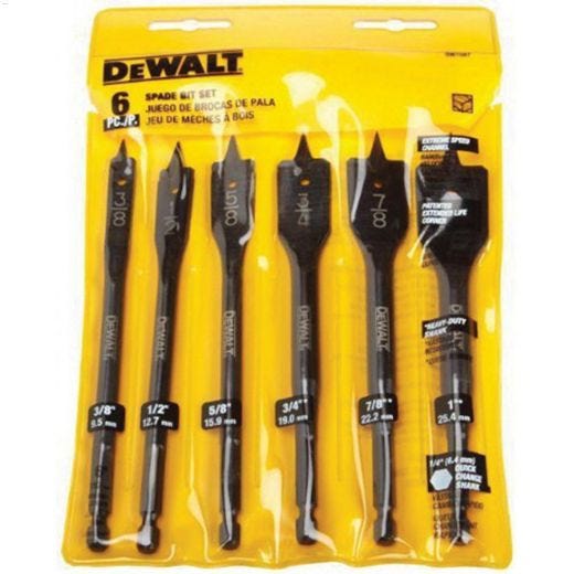 6" 6 Piece Heavy Duty Spade Bit Set