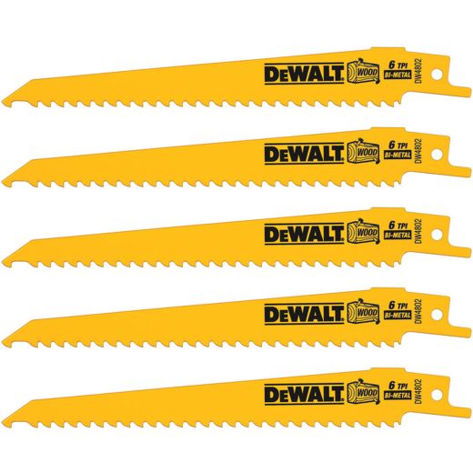 6" 6 TPI Bi-Metal Reciprocating Saw Blade-5/Pack