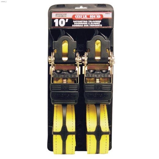 10' x 2" Yellow Ratchet Tie-Down-2/Pack