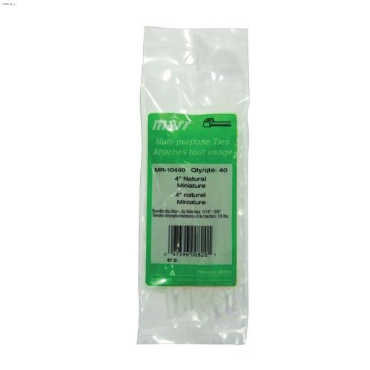 4" x 0.1" Natural Miniature Cable Tie-40/Pack