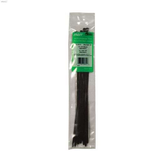11" x 0.19" UV Black Cable Tie-10/Pack