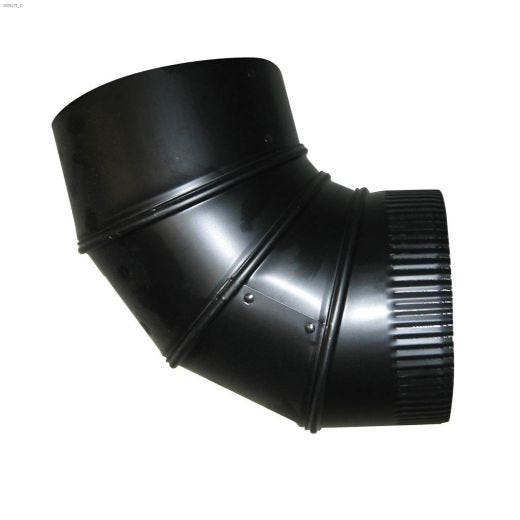 6" Black Matte Single Wall Corrugated Crimped Elbow