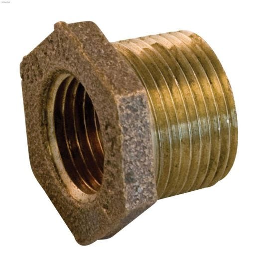 3\/4\" x 1\/2\" Thread Red Bronze Hex Bushing