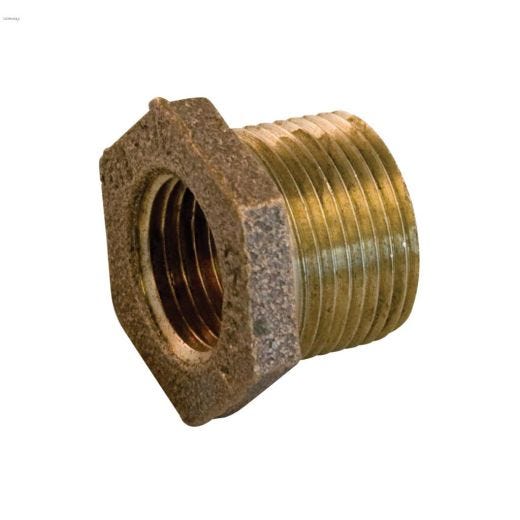 1\" x 1\/2\" Thread Red Bronze Hex Bushing