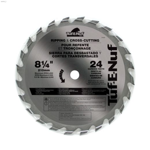 8-1/4" 24 Teeth Carbide Ripping & Cross-Cutting Blade-Bulk