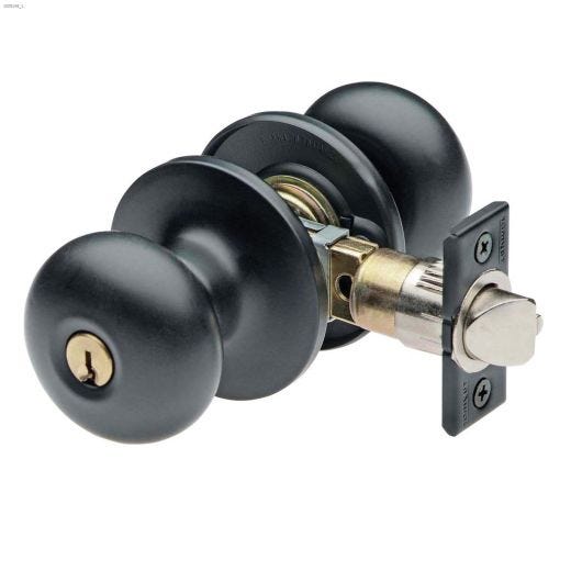 2-5\/8\" Entry KD Matte Black Capri Door Knob