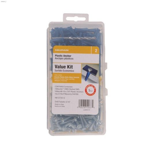 #6-8 x 3/4" SMS Blue Conical Plastic Anchor