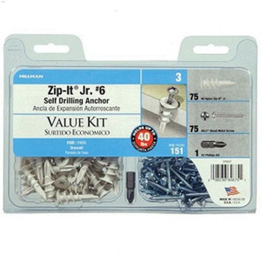 Zip-It Jr. #6 Nylon Wallboard Anchor-6/Pack