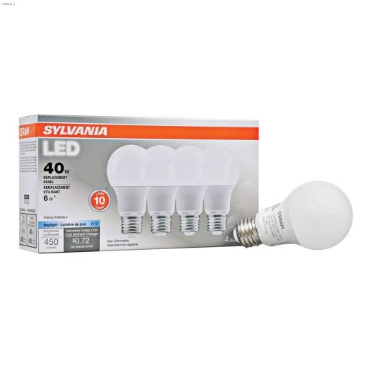 Frosted 6 Watt Medium A19 LED Bulb-4/Pack
