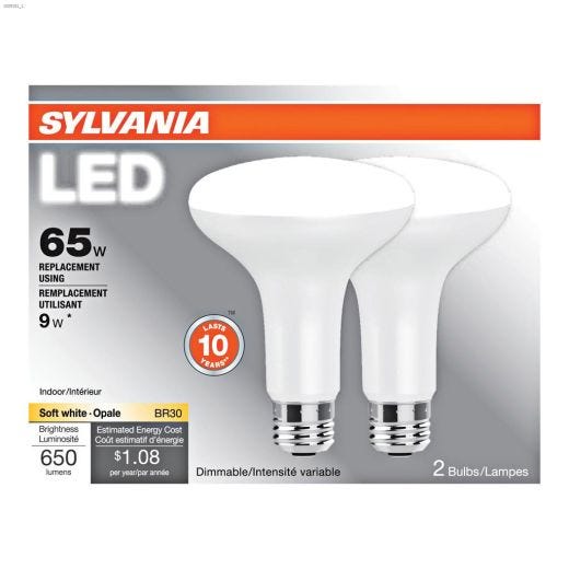 9 Watt Medium BR30 LED Bulb-2/Pack