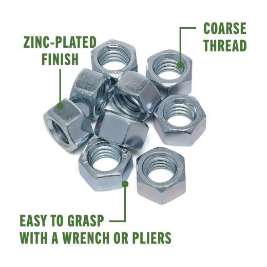 5/16-18 Zinc Plated Finished Hex Nut