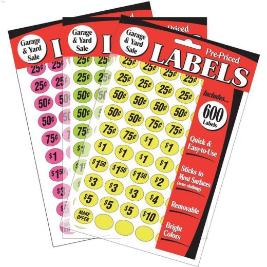 Étiquettes de prix pré-marquées