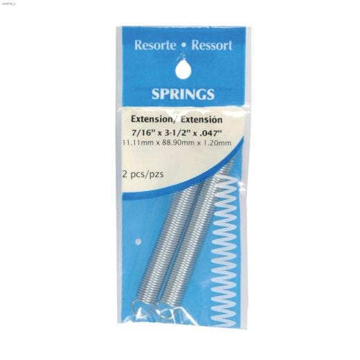 7\/16\" x 3-1\/2\" Zinc Plated Extension Spring-1\/Pack