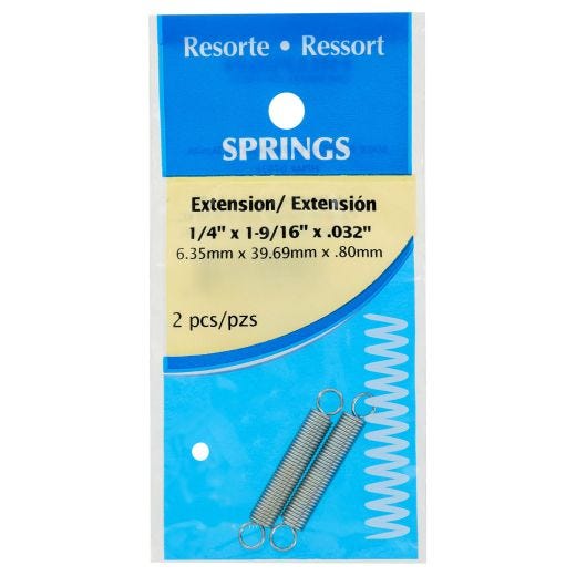 1/4" x 1-9/16" Zinc Plated Extension Spring-1/Pack