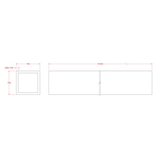 3/4" x 6' Aluminum Square Tube