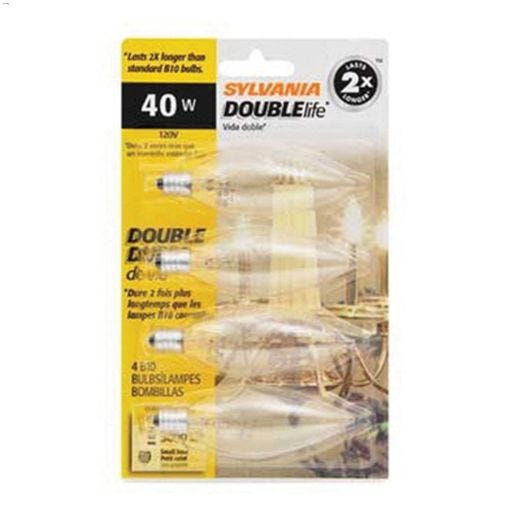 Clear 40 Watt Candelabra B10 Incandescent Bulb-4\/Pack