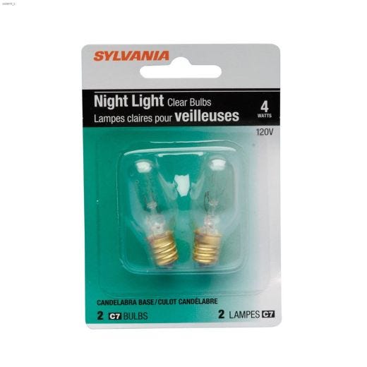 C7 4W Night Light Incandescent Bulb-2/Pack