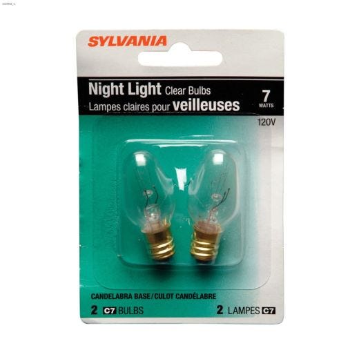 C7 7W Night Light Incandescent Bulb-2/Pack
