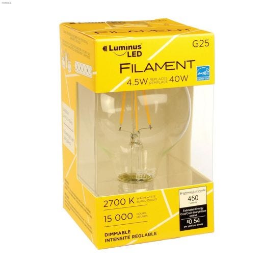 Clear 4.7 Watt E26 Medium G25 LED Bulb