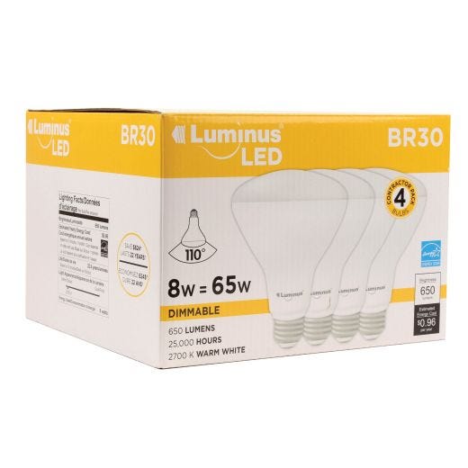 9 Watt E26 BR30 LED Bulb-4/Pack