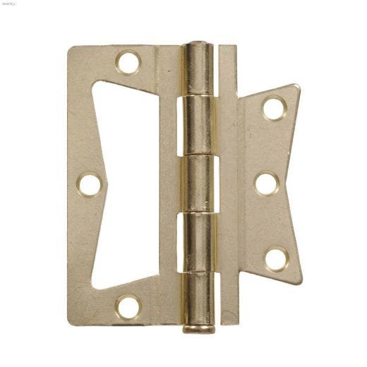 3-1/2" Brass Plated Non Mortise Hinge-2/Pack