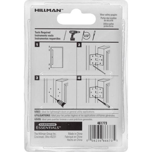 2-1/2" Zinc Plated Fixed Pin Light Narrow Hinge-2/Pack