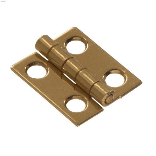 1\" x 3\/4\" Bright Brass Solid Brass Narrow Hinge-4\/Pack