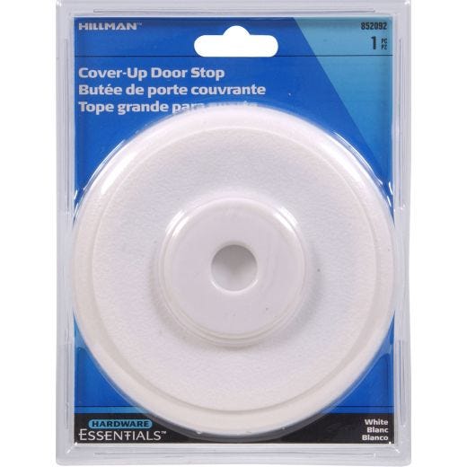 5-3/8" White Adhesive Cover-Up Wall Door Stop