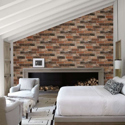 20-1/2" x 33' Reclaimed Bricks Orange Rustic Wallpaper