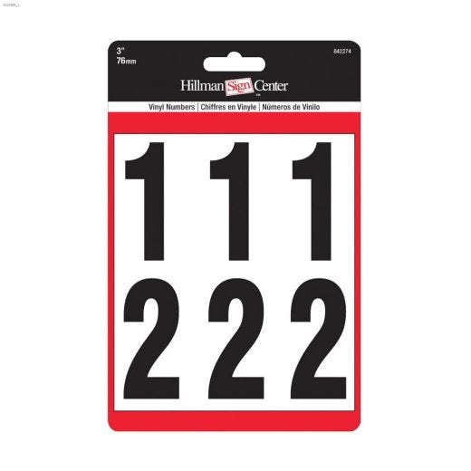 3\" Black On White Vinyl Numbers Kit