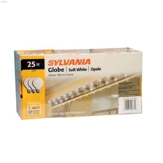 G25 25W White Incandescent Bulb-3/Pack