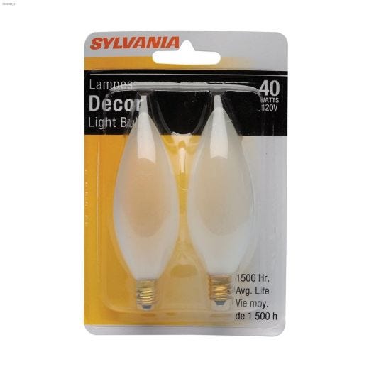 B10 40W Small Base Frosted Incandescent Bulb-2/Pack