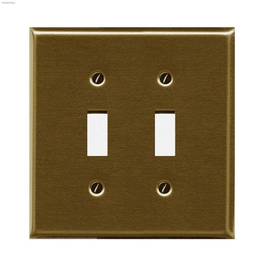 Antique Brass Metal Double Toggle Wallplate
