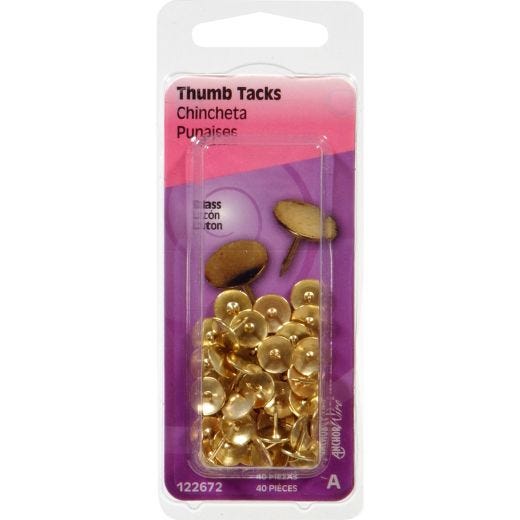 Brass Plated Thumb Tack -40/Pack