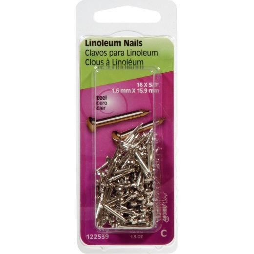 5/8" 16 Gauge Nickel Plated Linoleum Nail
