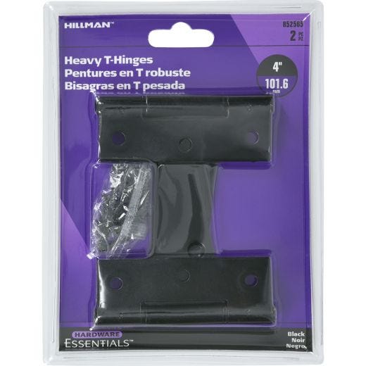 4" Charnière en T robuste noire