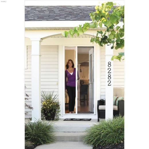 32 - 36\" x 81-3\/8\" White Brisa Retractable Screen Door