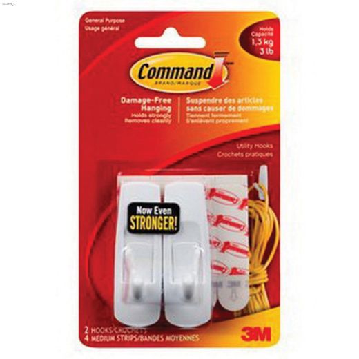 Command\u2122 White Medium Utility Hook With (4) Strips