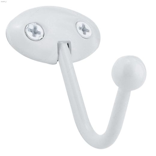 1-13\/16\" White Single Utility Hook-2\/Pack