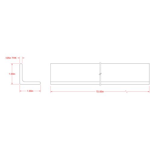 1/8" x 1" x 6' Weldable Low Carbon Steel Angle Bar
