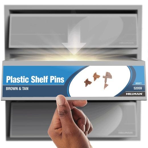 1/4" Tan Plastic Square Shelf Pin