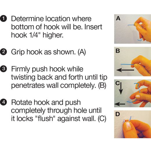 Monkey Hook Heavy Duty Picture Hanger-4/Pack