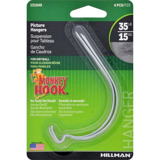 Monkey Hook Heavy Duty Picture Hanger-4/Pack