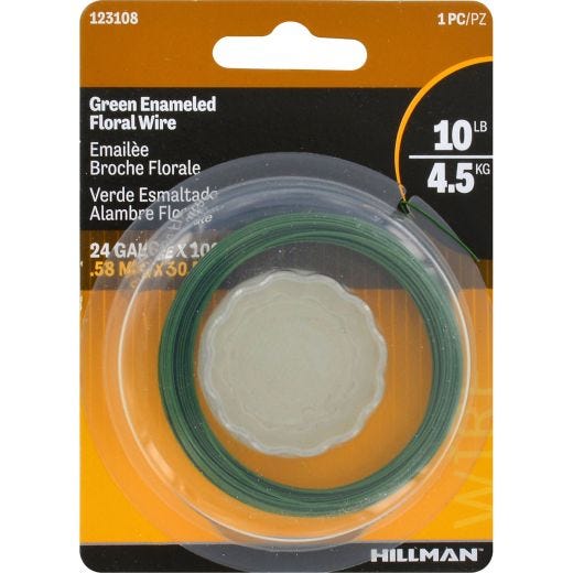 24 Gauge x 100' Green Enamel Coated Floral Wire